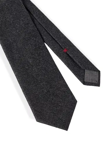 Brunello Cucinelli Men's Virgin Wool Flannel Tie - Lignite | Thumbnail 3 Brunello Cucinelli Men's Virgin Wool Flannel Tie - Lignite | Thumbnail 3