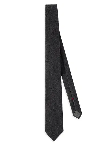 Brunello Cucinelli Men's Virgin Wool Flannel Tie - Lignite | Thumbnail 1 Brunello Cucinelli Men's Virgin Wool Flannel Tie - Lignite | Thumbnail 1