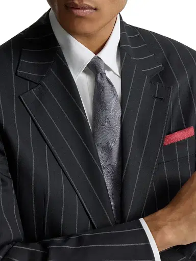 Brunello Cucinelli Men's Paisley Silk Tie - Dark Grey | Thumbnail 2 Brunello Cucinelli Men's Paisley Silk Tie - Dark Grey | Thumbnail 2