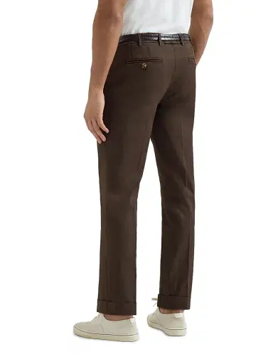 Brunello Cucinelli Men's American Pima Cotton Comfort Gabardine Italian Fit Trousers - Brown - Size 48 | Thumbnail 3 Brunello Cucinelli Men's American Pima Cotton Comfort Gabardine Italian Fit Trousers - Brown - Size 48 | Thumbnail 3