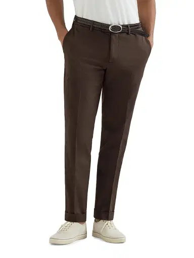 Brunello Cucinelli Men's American Pima Cotton Comfort Gabardine Italian Fit Trousers - Brown - Size 48 | Thumbnail 5 Brunello Cucinelli Men's American Pima Cotton Comfort Gabardine Italian Fit Trousers - Brown - Size 48 | Thumbnail 5
