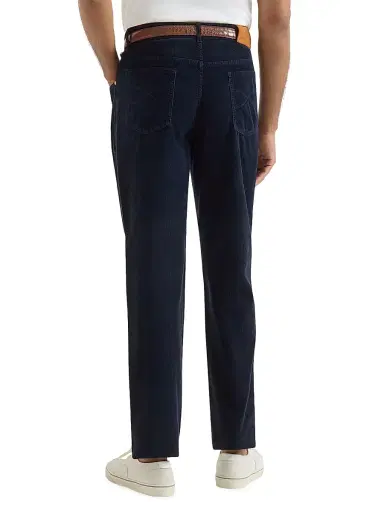 Brunello Cucinelli Men's Garment Dyed Five Pocket Italian Fit Trousers - Navy Blue | Thumbnail 4 Brunello Cucinelli Men's Garment Dyed Five Pocket Italian Fit Trousers - Navy Blue | Thumbnail 4