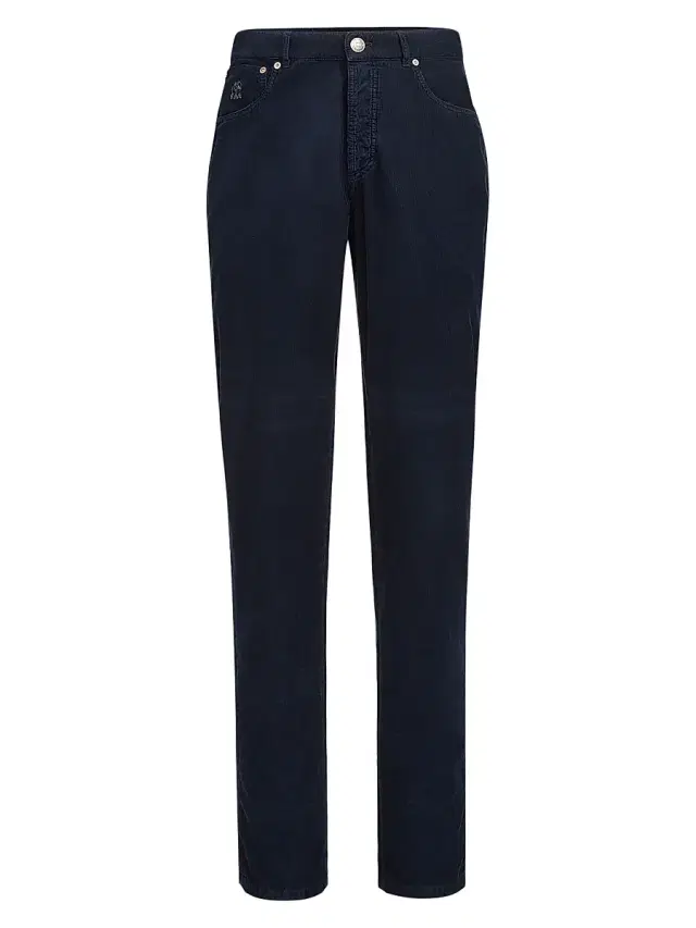 Brunello Cucinelli Men's Garment Dyed Five Pocket Italian Fit Trousers - Navy Blue