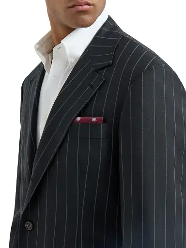 Brunello Cucinelli Men's Silk Pocket Square with Diamond Design - Red | Thumbnail 2 Brunello Cucinelli Men's Silk Pocket Square with Diamond Design - Red | Thumbnail 2