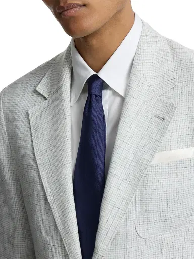 Brunello Cucinelli Men's Textured Silk Twill Tie - Blue | Thumbnail 2