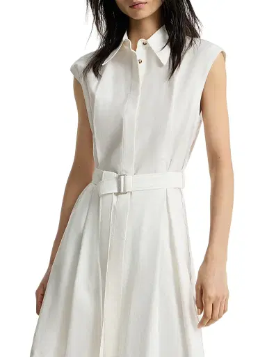 Brunello Cucinelli Women's Techno Cotton Texture Twill Belted Mini Shirt Dress with Monili - Panama - Size XXXL | Thumbnail 4 Brunello Cucinelli Women's Techno Cotton Texture Twill Belted Mini Shirt Dress with Monili - Panama - Size XXXL | Thumbnail 4