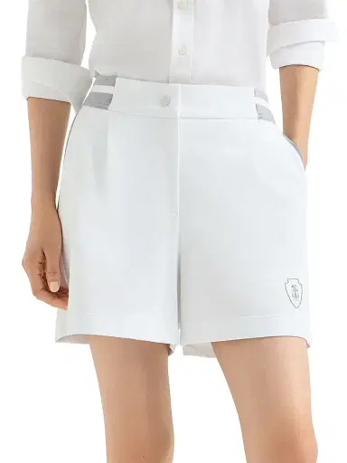 Brunello Cucinelli Women's Stretch Cotton Lightweight French Terry Active Shorts with Logo | Thumbnail 2 Brunello Cucinelli Women's Stretch Cotton Lightweight French Terry Active Shorts with Logo | Thumbnail 2