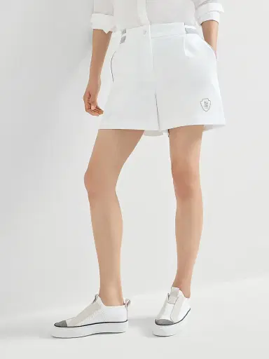 Brunello Cucinelli Women's Stretch Cotton Lightweight French Terry Active Shorts with Logo | Thumbnail 5 Brunello Cucinelli Women's Stretch Cotton Lightweight French Terry Active Shorts with Logo | Thumbnail 5