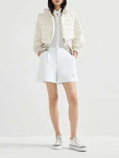 Brunello Cucinelli Women's Stretch Cotton Lightweight French Terry Active Shorts with Logo | Thumbnail 6 Brunello Cucinelli Women's Stretch Cotton Lightweight French Terry Active Shorts with Logo | Thumbnail 6