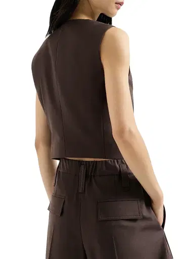 Brunello Cucinelli Women's Tropical Luxury Wool Vest with Monili - Cocoa - Size XXS | Thumbnail 3 Brunello Cucinelli Women's Tropical Luxury Wool Vest with Monili - Cocoa - Size XXS | Thumbnail 3