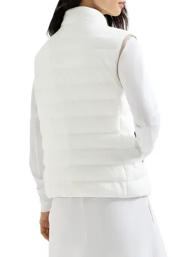 Brunello Cucinelli Women's Techno Cotton Piqué Down Vest with Logo - White - Size 10 | Thumbnail 4 Brunello Cucinelli Women's Techno Cotton Piqué Down Vest with Logo - White - Size 10 | Thumbnail 4