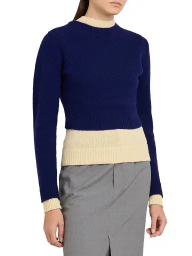 Jil Sander Women's Layered Colorblocked Wool Sweater | Thumbnail 4