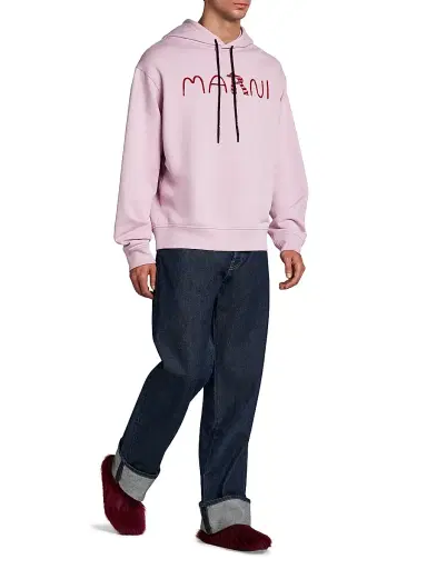Marni Men's Logo Cotton Hoodie - Quartz - Size 44 | Thumbnail 2 Marni Men's Logo Cotton Hoodie - Quartz - Size 44 | Thumbnail 2