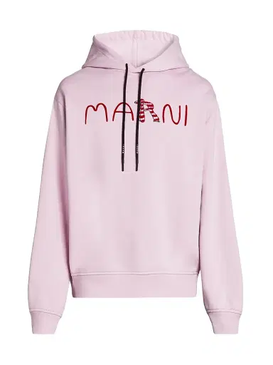 Marni Men's Logo Cotton Hoodie - Quartz - Size 44 | Thumbnail 1 Marni Men's Logo Cotton Hoodie - Quartz - Size 44 | Thumbnail 1