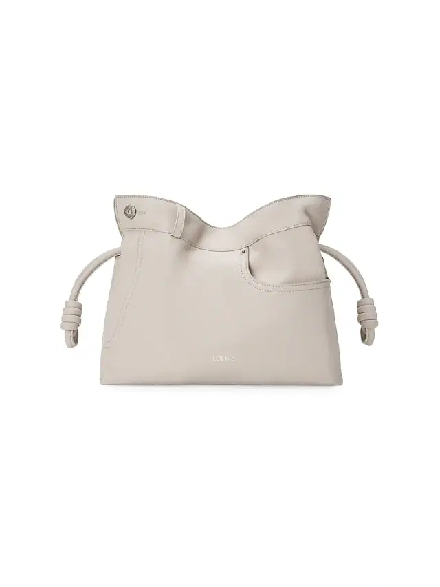 Women's Medium Panta Flamenco Leather Clutch - Light Ghost