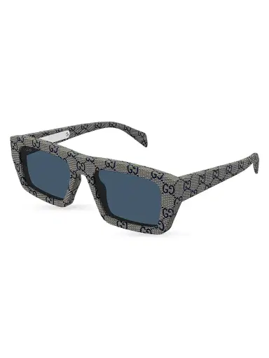 Gucci Men's Rowcut 54MM Rectangular Sunglasses - Beige Blue | Thumbnail 1