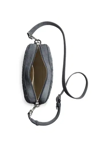 Bottega Veneta Men's Small Intrecciato Suede Camera Bag - Cloudy | Thumbnail 4