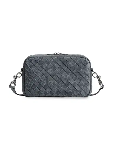 Bottega Veneta Men's Small Intrecciato Suede Camera Bag - Cloudy | Thumbnail 1