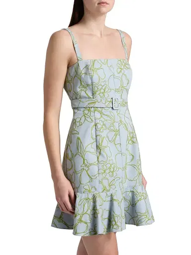 Cinq à Sept Women's Tonya Belted Embroidered Malva Floral Minidress - Bluebell Pear Green | Thumbnail 4