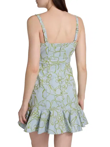 Cinq à Sept Women's Tonya Belted Embroidered Malva Floral Minidress - Bluebell Pear Green | Thumbnail 5