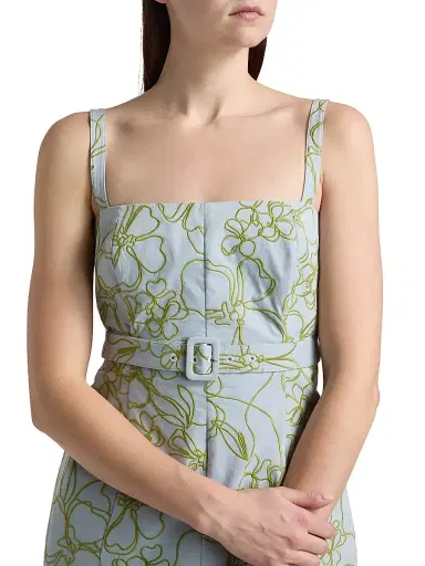 Cinq à Sept Women's Tonya Belted Embroidered Malva Floral Minidress - Bluebell Pear Green | Thumbnail 6