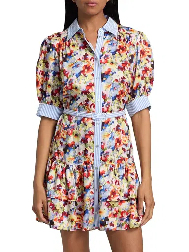 Cinq à Sept Women's Emry Wildflower Bunch Button-Front Minidress - Gardenia Multi - Size 12 | Thumbnail 3 Cinq à Sept Women's Emry Wildflower Bunch Button-Front Minidress - Gardenia Multi - Size 12 | Thumbnail 3