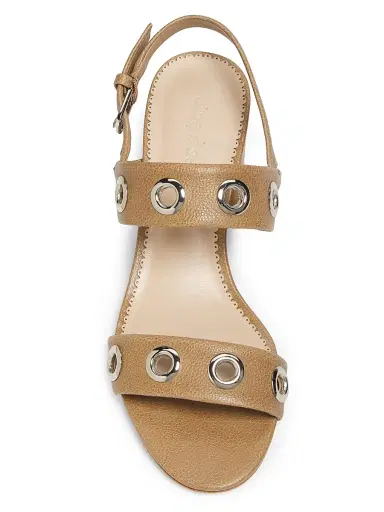 Cinq à Sept Women's Gemma Grommet Leather Block Sandals - Brown Sugar | Thumbnail 4