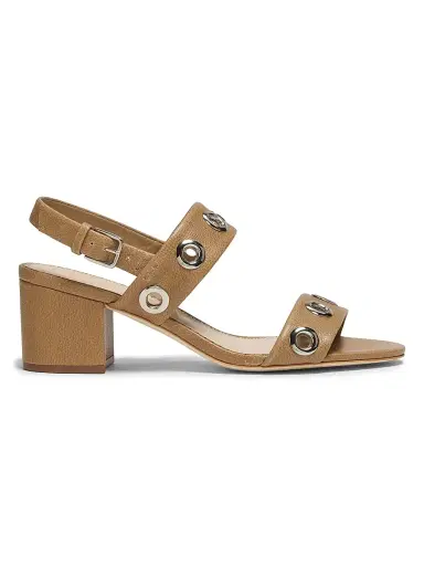 Cinq à Sept Women's Gemma Grommet Leather Block Sandals - Brown Sugar | Thumbnail 1