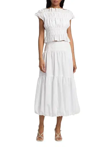 Cinq à Sept Women's Evalina Gathered Ruffle Crop Top | Thumbnail 2