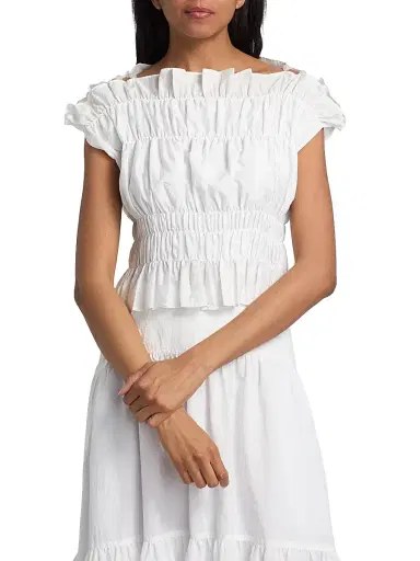 Cinq à Sept Women's Evalina Gathered Ruffle Crop Top | Thumbnail 3