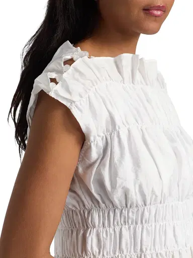 Cinq à Sept Women's Evalina Gathered Ruffle Crop Top | Thumbnail 6