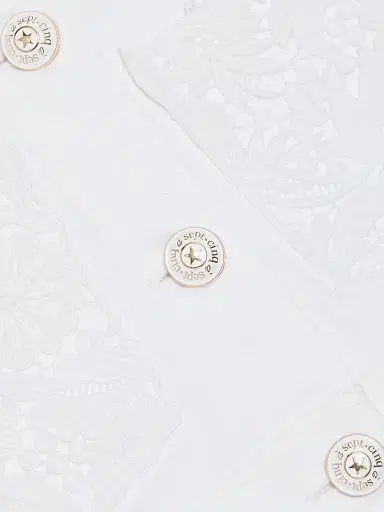 Cinq à Sept Women's Ivana Denim Lace Trim Short-Sleeve Jacket - White - Size Large | Thumbnail 7