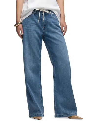 Hudson Jeans Women's Rylee Drawstring Cotton Wide-Leg Jeans - Alloy - Size 30 | Thumbnail 1 Hudson Jeans Women's Rylee Drawstring Cotton Wide-Leg Jeans - Alloy - Size 30 | Thumbnail 1