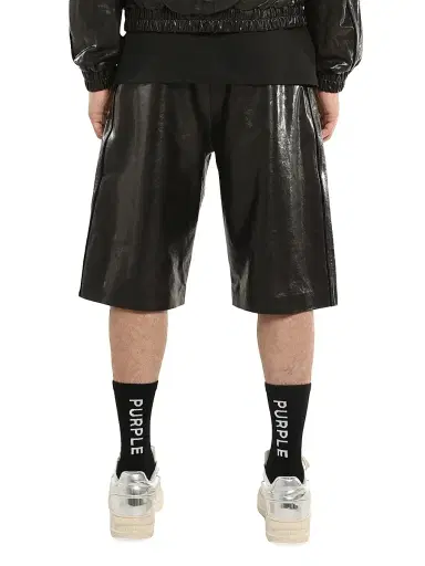 Purple Brand Men's Leather Straight-Leg Shorts - Black - Size 38 | Thumbnail 2