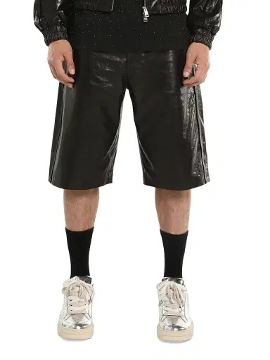 Purple Brand Men's Leather Straight-Leg Shorts - Black - Size 38 | Thumbnail 1