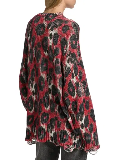 R13 Women's Leopard-Print Distressed Cotton Sweater | Thumbnail 5 R13 Women's Leopard-Print Distressed Cotton Sweater | Thumbnail 5