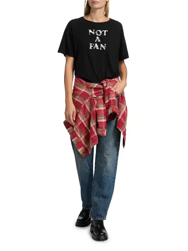 R13 Women's Graphic Lettering Cashmere-Cotton T-Shirt - Black - Size Small | Thumbnail 2