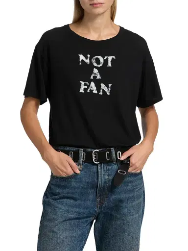 R13 Women's Graphic Lettering Cashmere-Cotton T-Shirt - Black - Size Small | Thumbnail 3