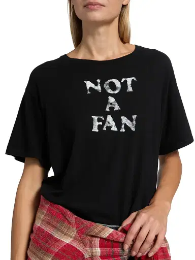 R13 Women's Graphic Lettering Cashmere-Cotton T-Shirt - Black - Size Small | Thumbnail 6