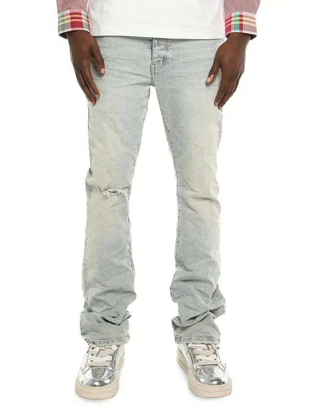 Men's Distressed Stretch-Skinny Jeans - Light Indigo