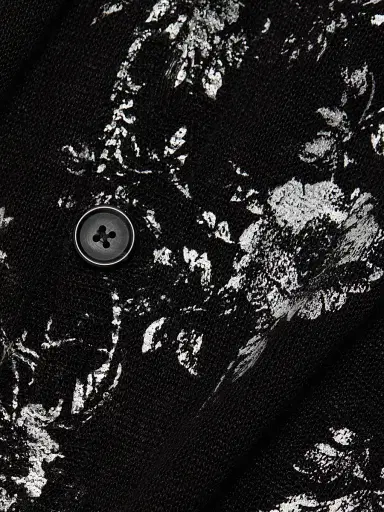 R13 Women's Floral-Print Linen Boyfriend Cardigan - Silver Floral On Black | Thumbnail 7 R13 Women's Floral-Print Linen Boyfriend Cardigan - Silver Floral On Black | Thumbnail 7