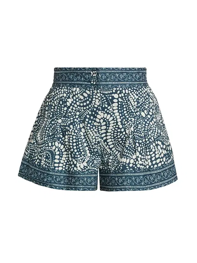 Women's Quinn Dot-Print Cotton Shorts - Navy Dot