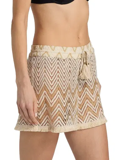 Ramy Brook Women's Duke Chevron Open-Knit Shorts - Sandstone Chevron | Thumbnail 4