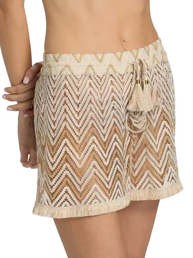 Ramy Brook Women's Duke Chevron Open-Knit Shorts - Sandstone Chevron | Thumbnail 6