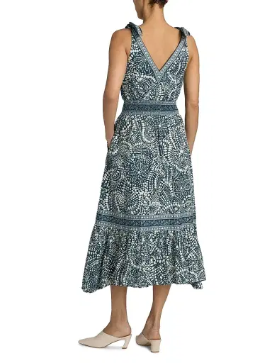 Ramy Brook Women's Mariam Printed Cotton A-Line Midi-Dress - Navy Dot - Size Large | Thumbnail 5