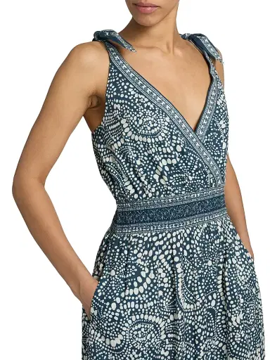 Ramy Brook Women's Mariam Printed Cotton A-Line Midi-Dress - Navy Dot - Size Large | Thumbnail 6