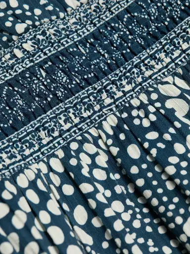 Ramy Brook Women's Mariam Printed Cotton A-Line Midi-Dress - Navy Dot - Size Large | Thumbnail 7