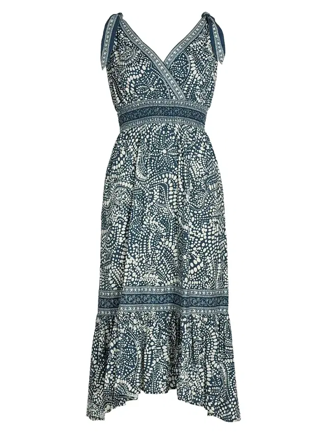 Ramy Brook Women's Mariam Printed Cotton A-Line Midi-Dress - Navy Dot