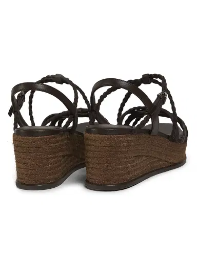 Jimmy Choo Women's Nyra 60MM Leather-Suede Wedge Sandals - Chocolate Coffee | Thumbnail 3 Jimmy Choo Women's Nyra 60MM Leather-Suede Wedge Sandals - Chocolate Coffee | Thumbnail 3