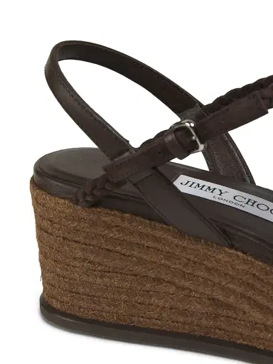 Jimmy Choo Women's Nyra 60MM Leather-Suede Wedge Sandals - Chocolate Coffee | Thumbnail 5 Jimmy Choo Women's Nyra 60MM Leather-Suede Wedge Sandals - Chocolate Coffee | Thumbnail 5